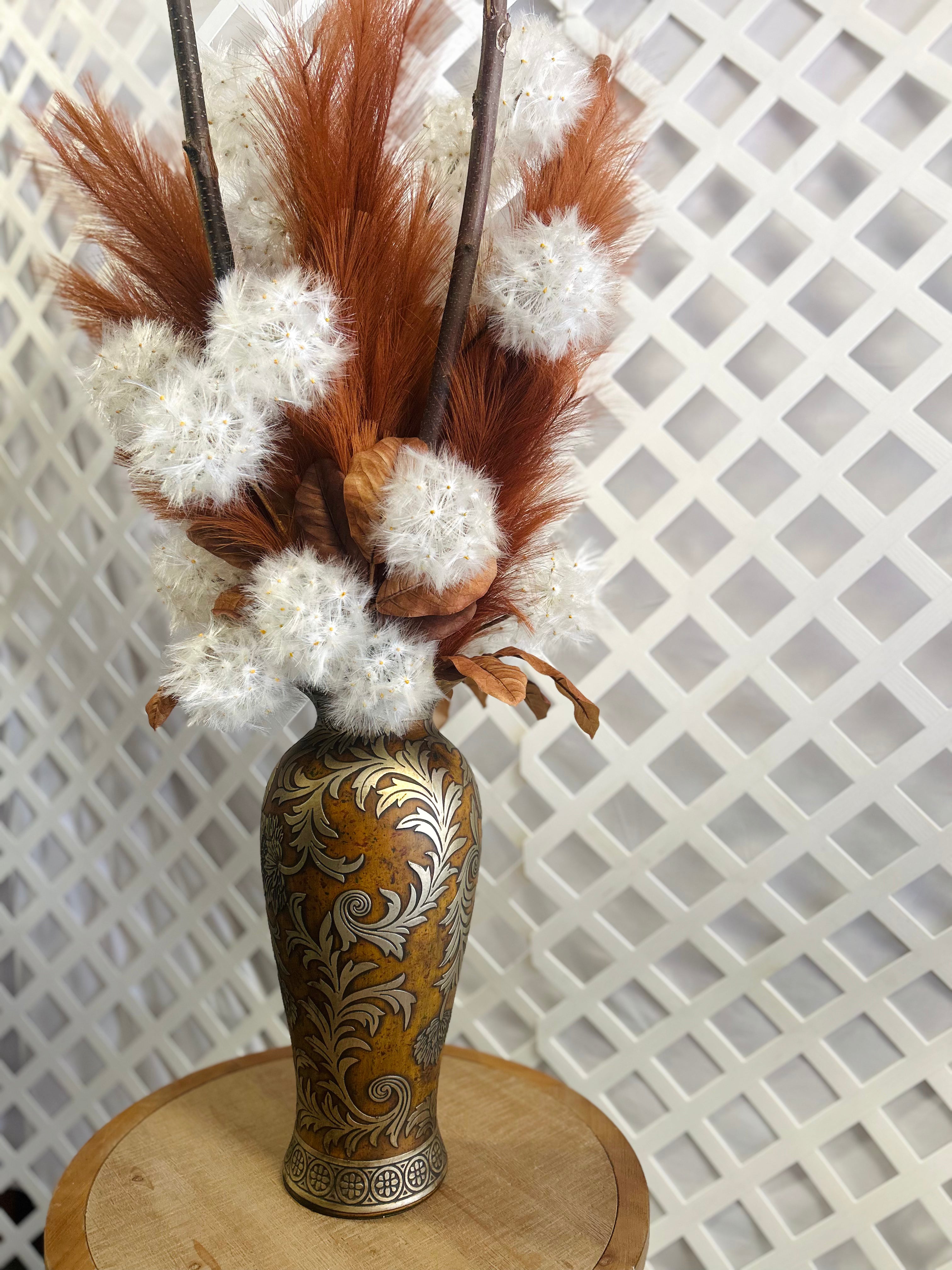 Rustic Woodland Fall Floral Arrangement in Decorative Vase