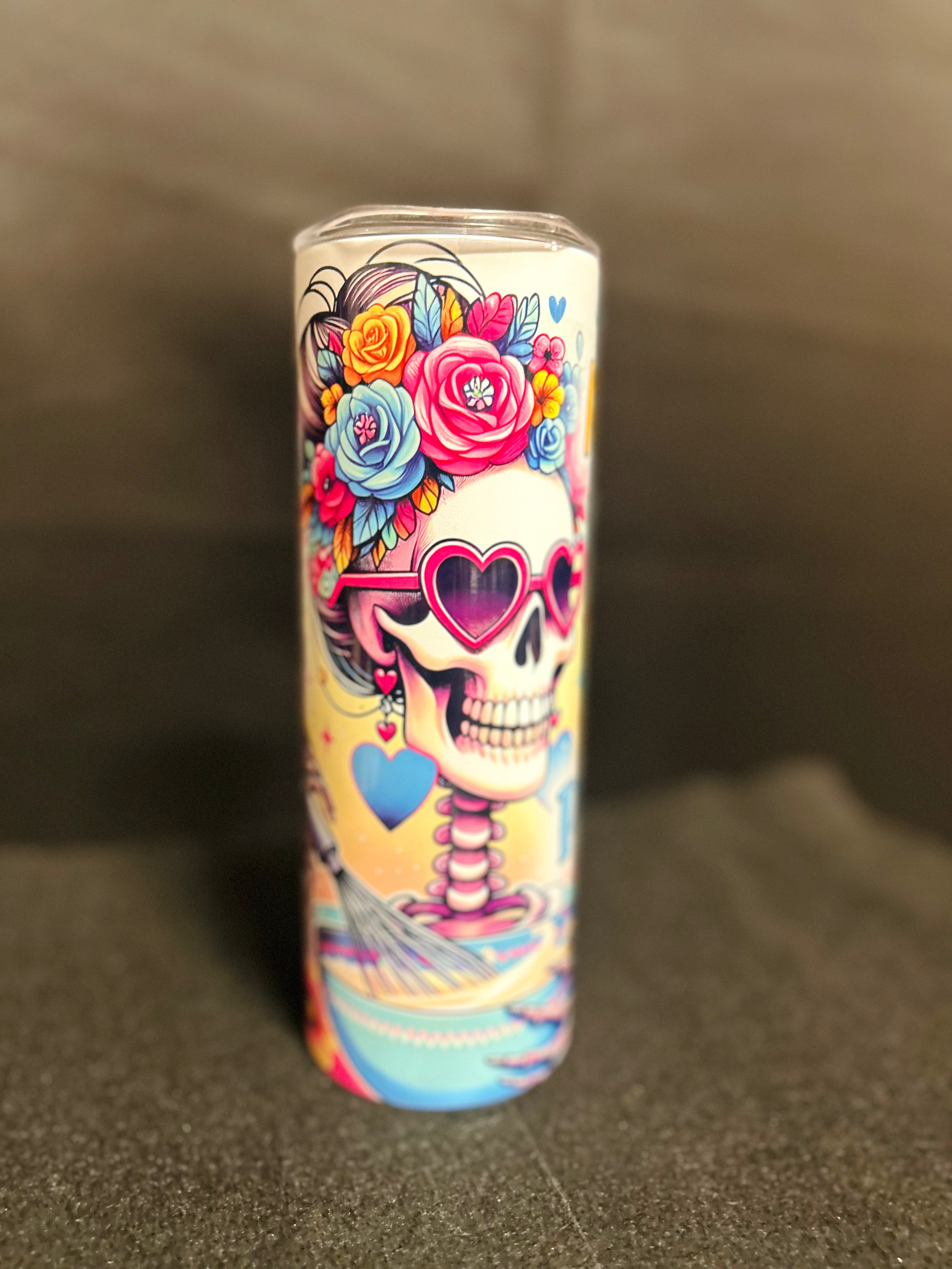 Kindness Before Poison Stainless Steel Tumbler | Floral Skeleton