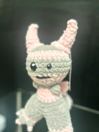 Handmade Crochet Mini Monster Plush Pink and Gray Stuffed Plush Toy