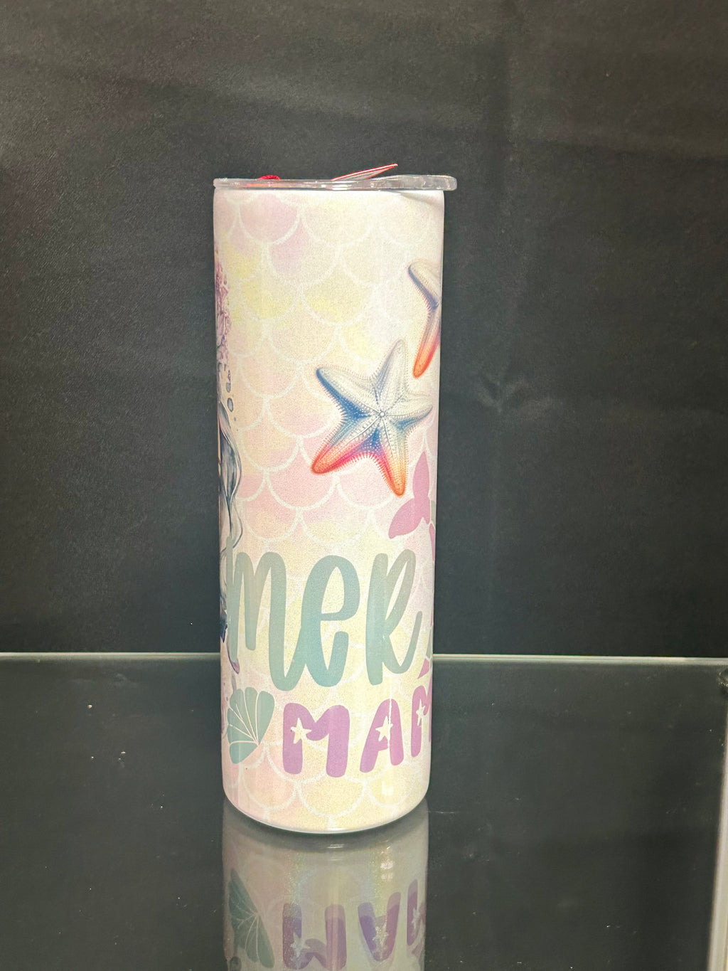 Mermaid Stainless Steel Tumbler with Lid Beach Ocean Travel Cup