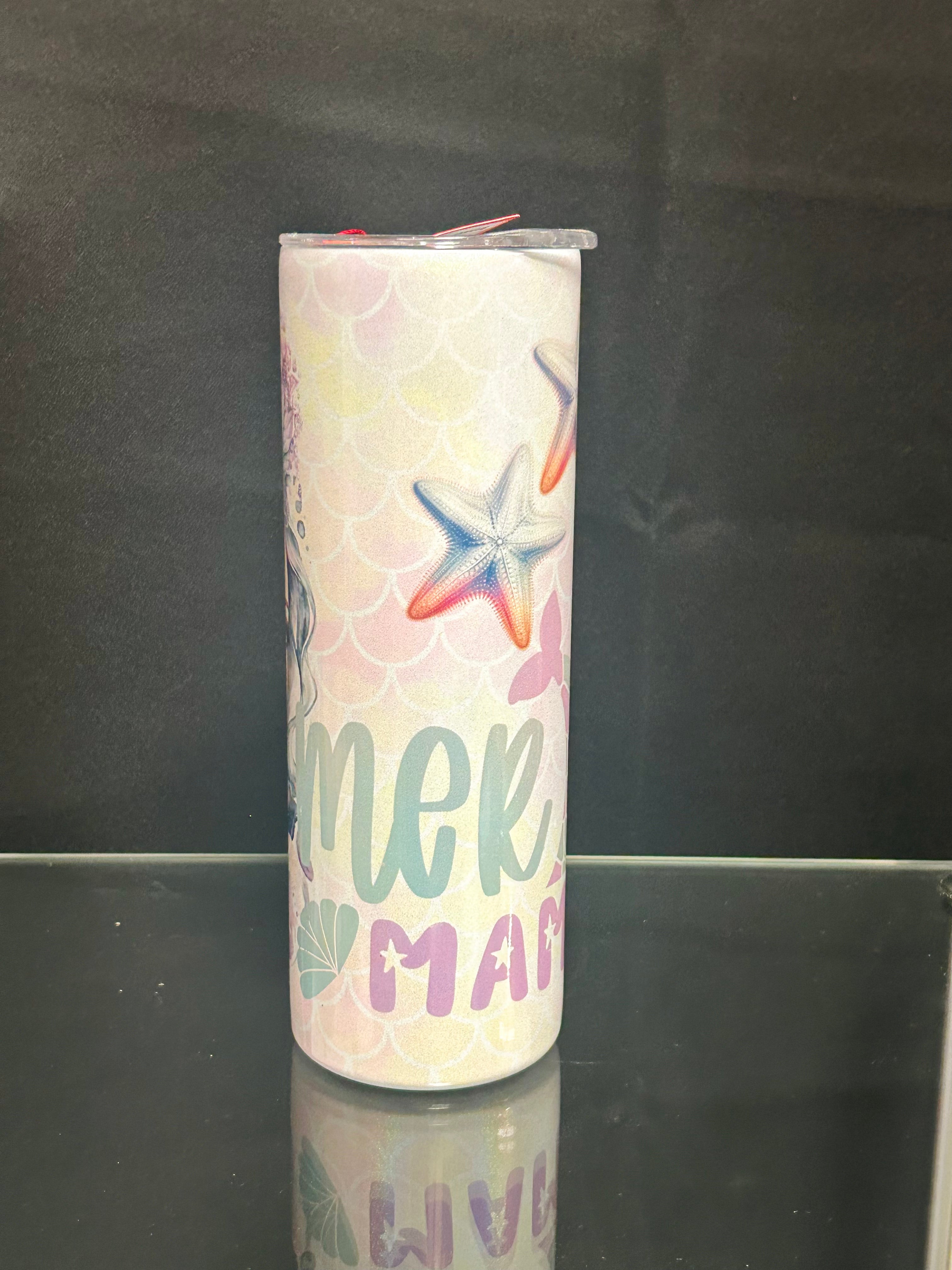 Mermaid Stainless Steel Tumbler with Lid Beach Ocean Travel Cup