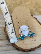 Blue Crystal Bee Dangle Earrings