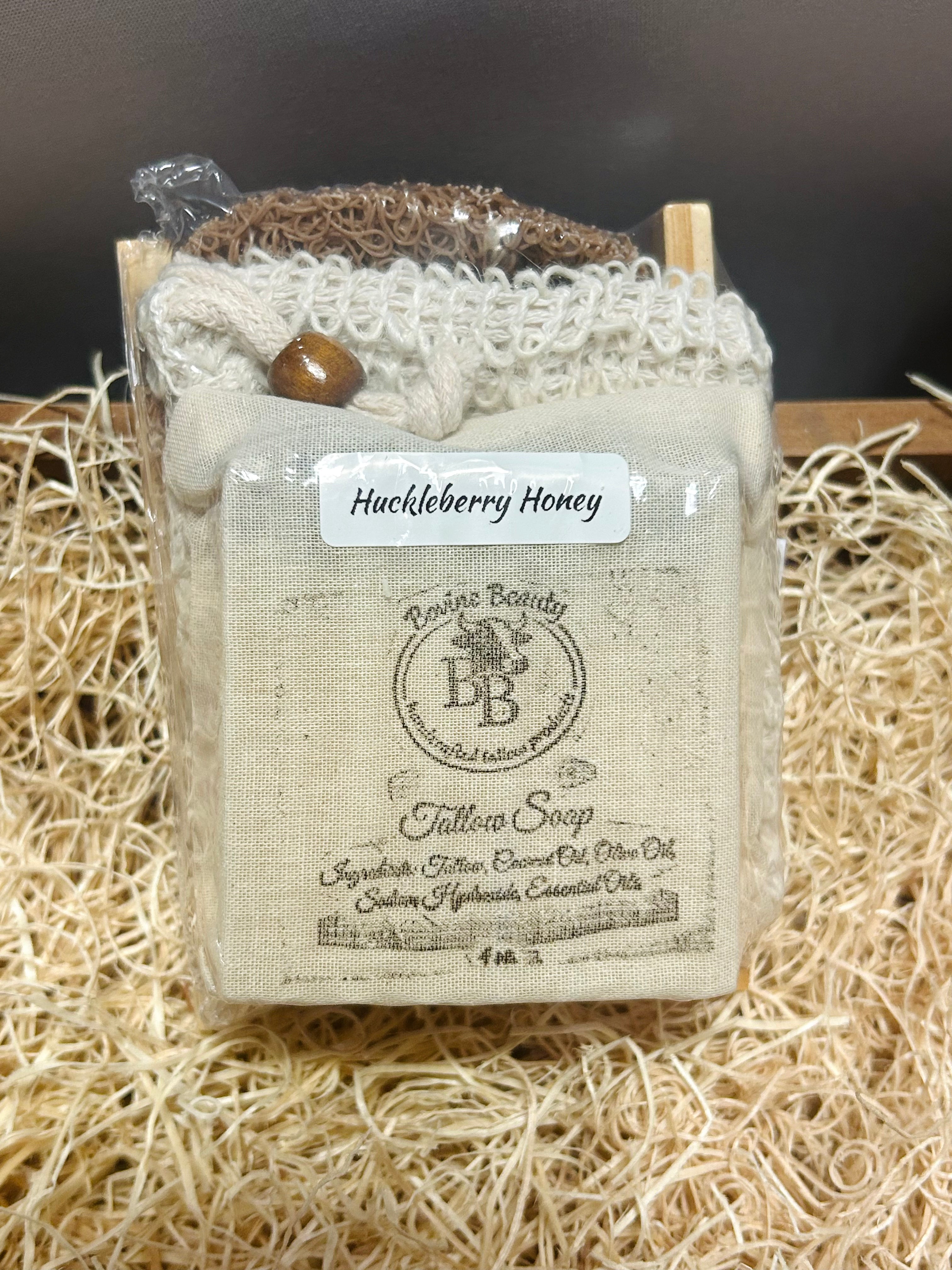 Huckleberry Honey Soap Gift Set with Exfoliating Soap Saver Bag