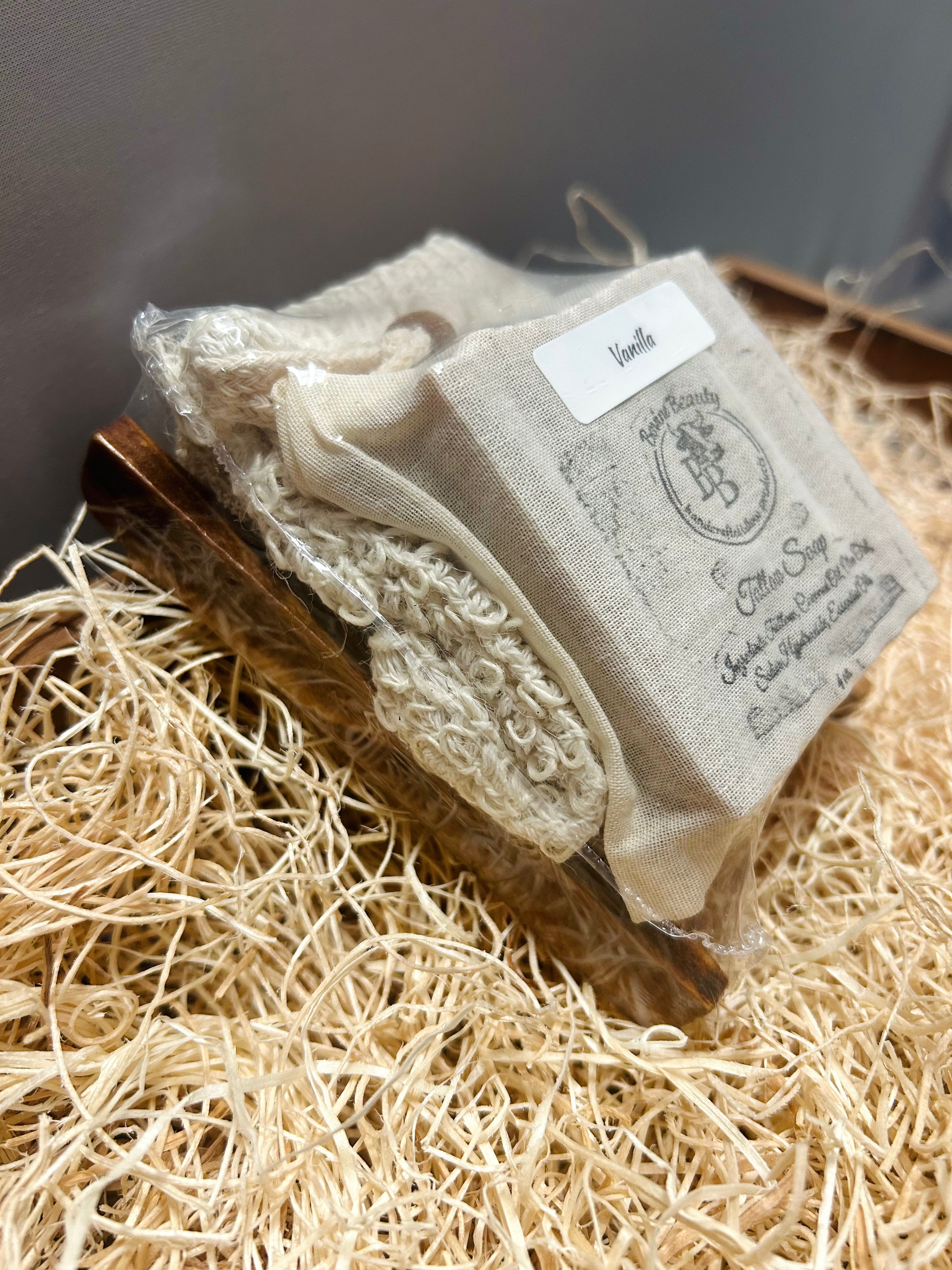 Vanilla Tallow Soap Gift Set with Exfoliating Soap Saver Bag