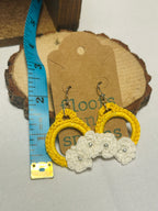 Handmade Crochet Daisy Hoop Earrings Yellow & White Floral Dangle Earrings