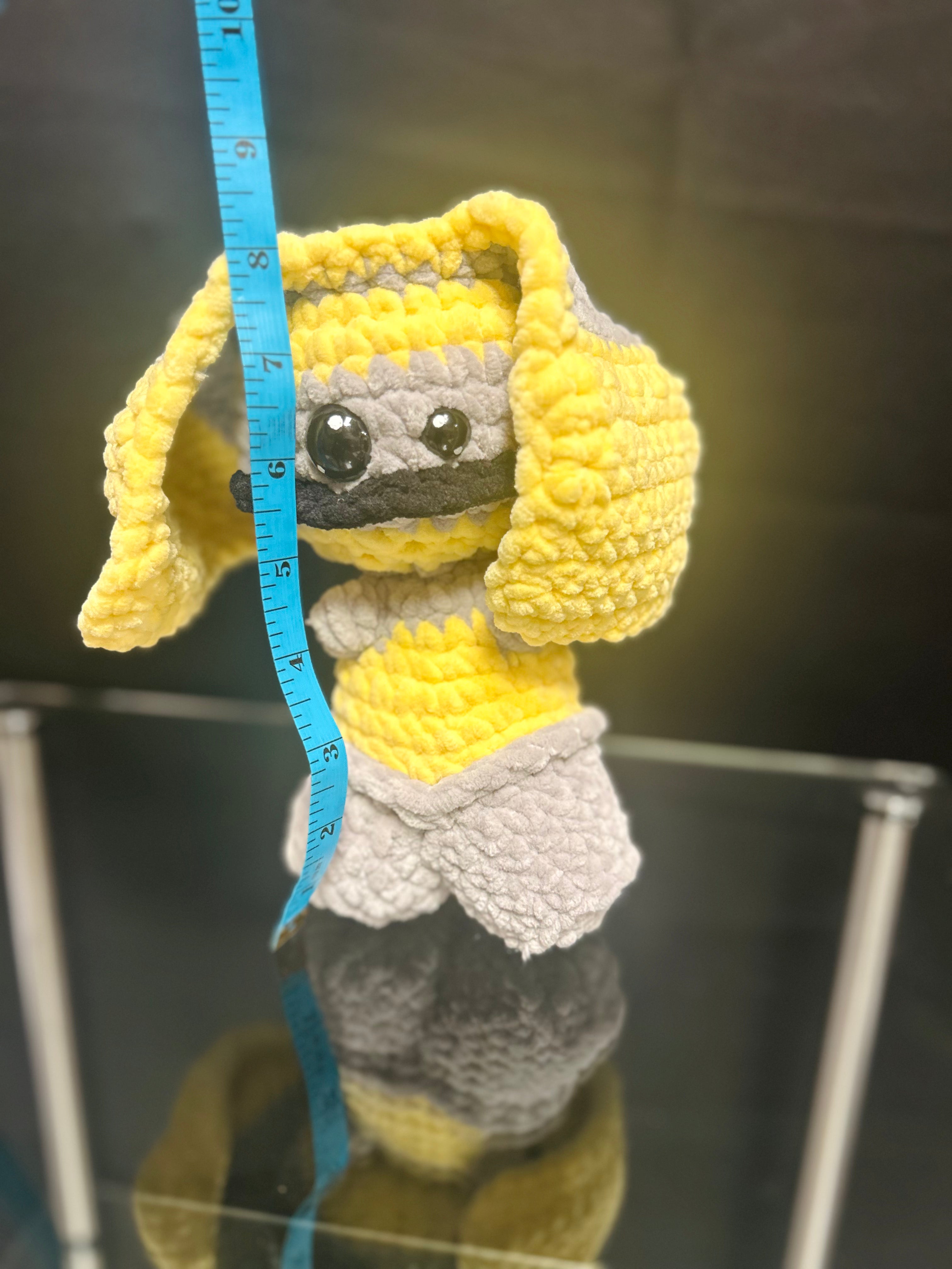 Handmade Crochet Mini Monster Plush Yellow & Gray Stuffed Plush Toy