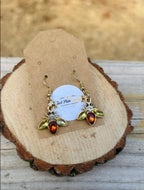Amber Crystal Bee Dangle Earrings