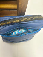 Handcrafted Blue Leather Crossbody Bag Artisan Mini Crossbody Purse
