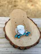 Blue Crystal Bee Dangle Earrings