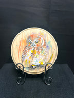 Hand-Painted Owl Wood Slice Wall Art Original Woodland Painting