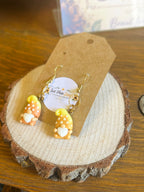 Orange & Yellow Gnome Dangle Earrings Whimsical Fall Earrings