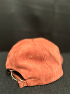 Rust Floral Pyrography Faux Suede Baseball Hat Adjustable