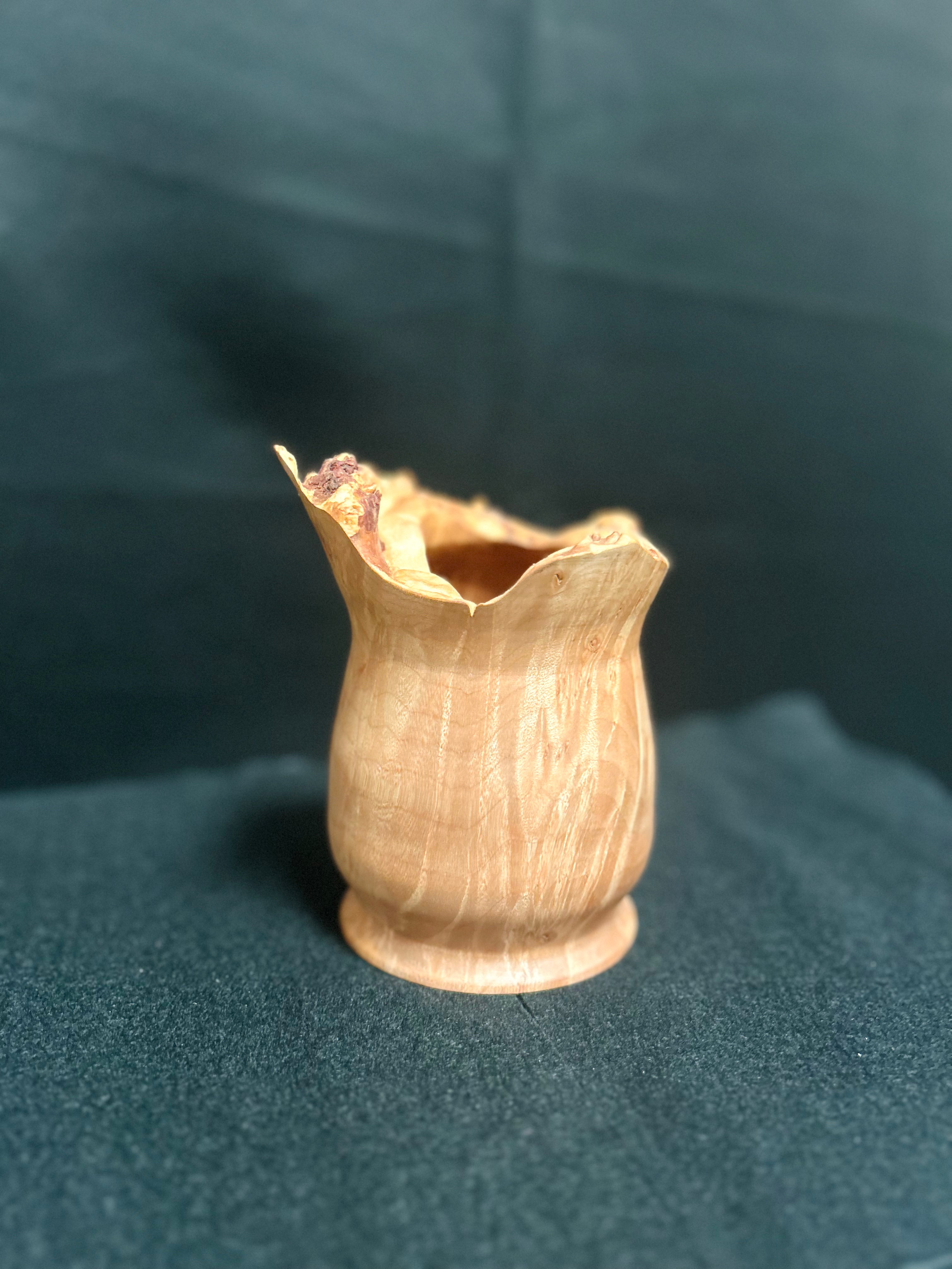 Handcrafted Maple Burl Hollow Form Decorative Wood Vase Live Edge Rustic Home Décor