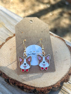 Corgi Dog Dangle Earrings Cute Enamel Puppy Earrings