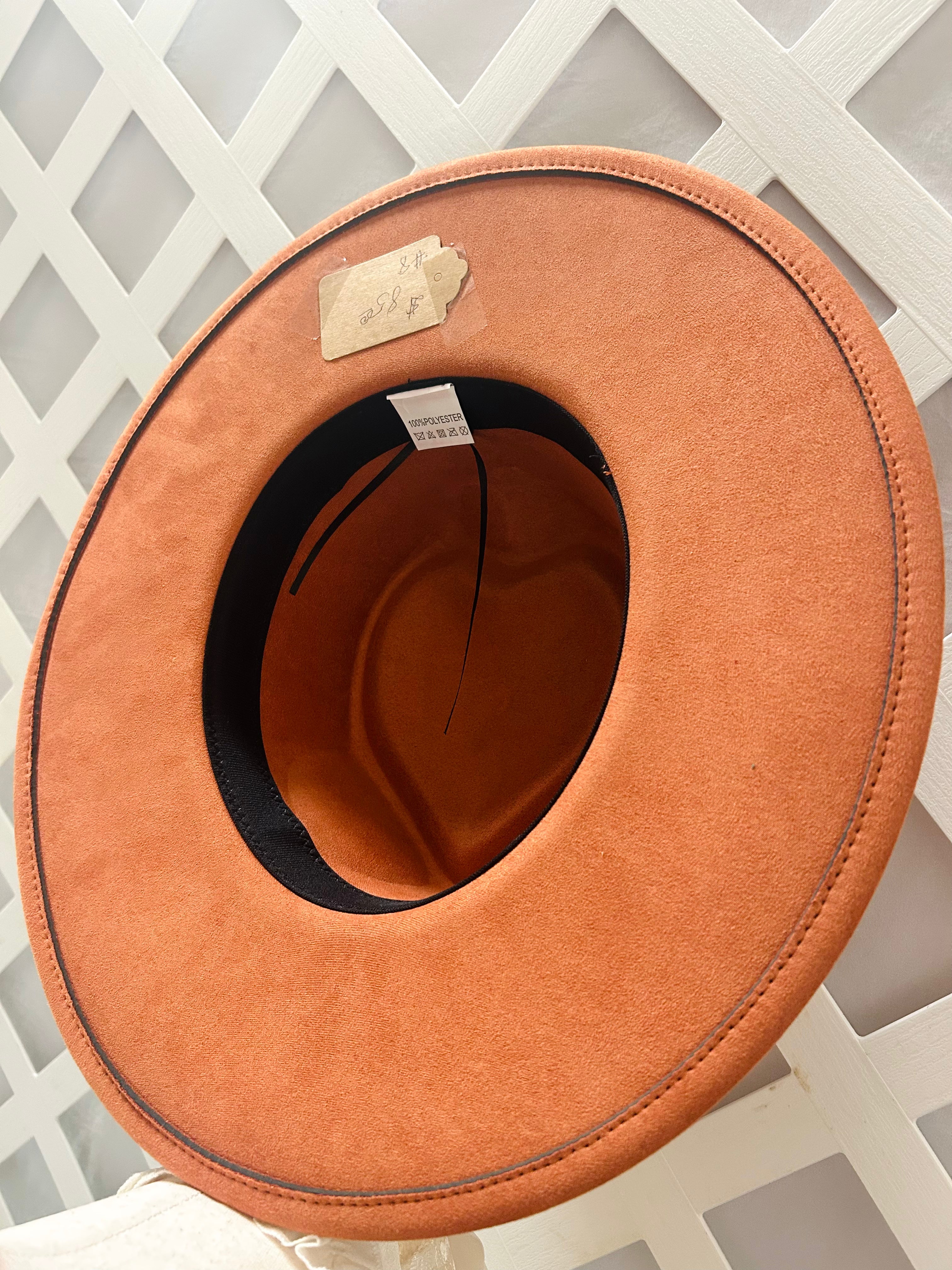 Hand-Burned Floral Western Hat with Turquoise Accent Band