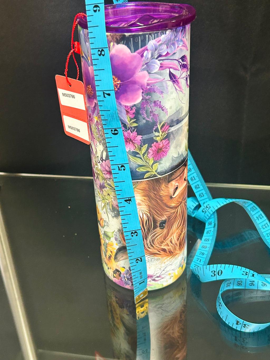 Purple Highland Cow Stainless Steel Travel Tumbler with Lid