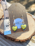 Yellow Heart & Floral Dangle Earrings