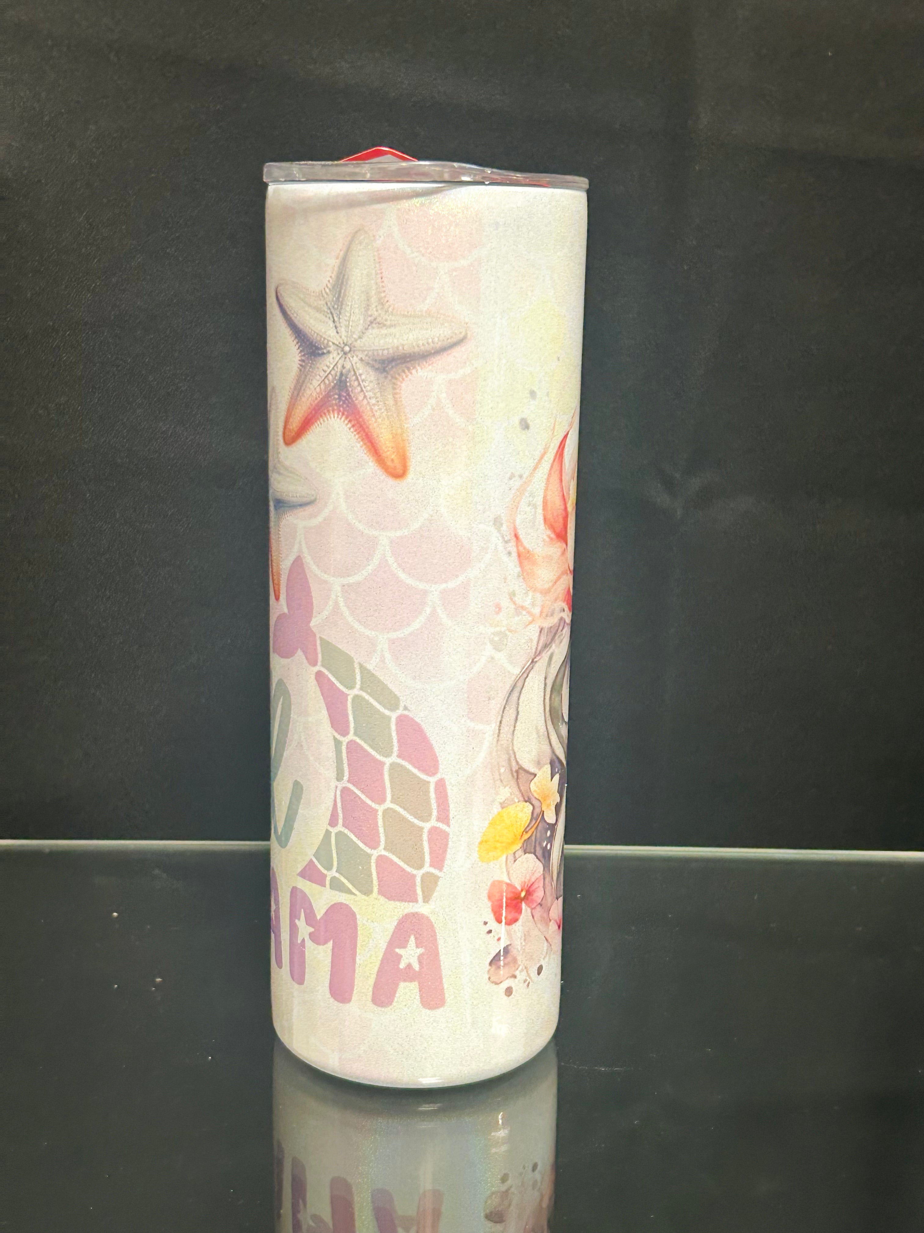 Mermaid Stainless Steel Tumbler with Lid Beach Ocean Travel Cup