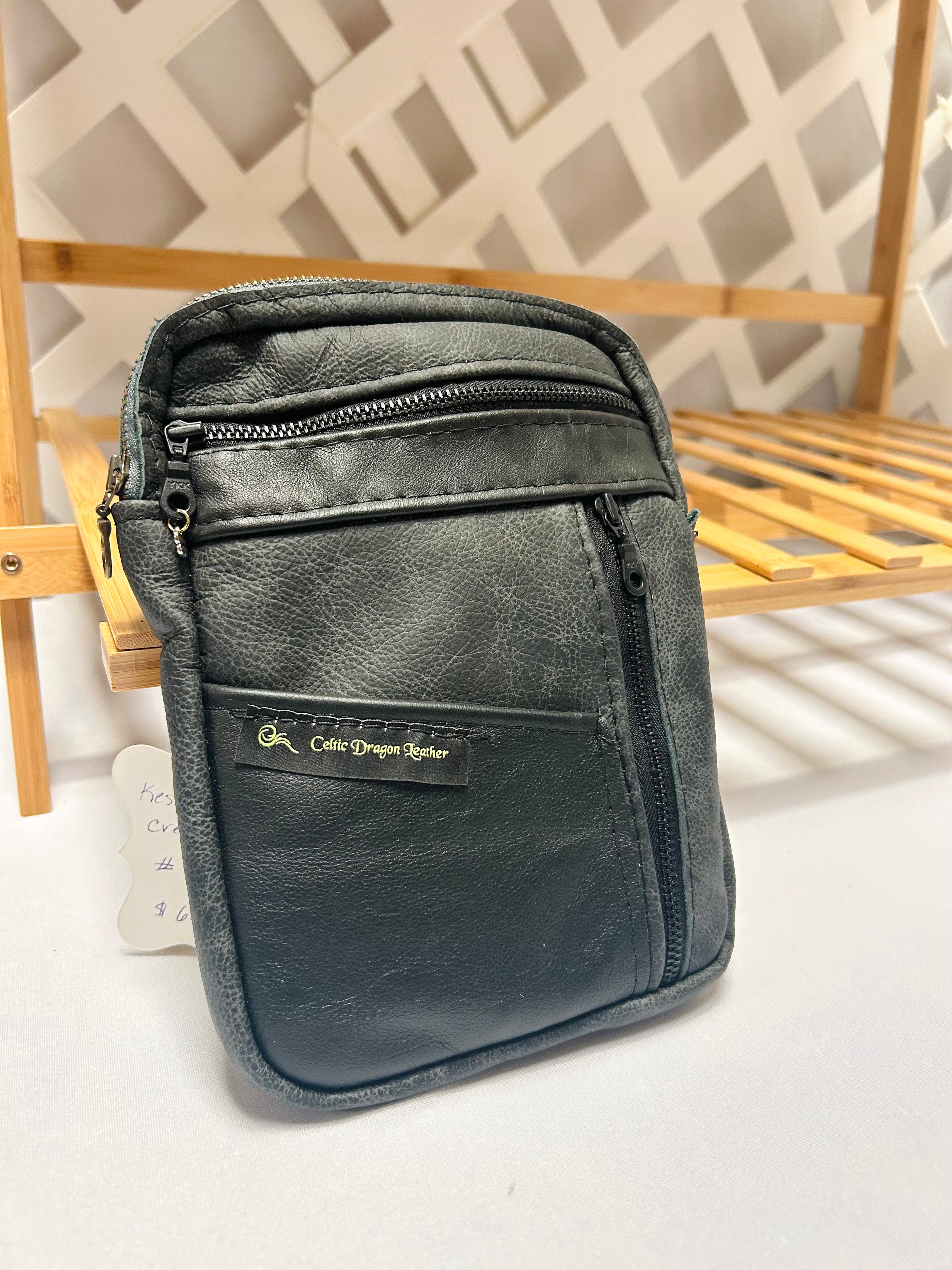 Handcrafted Black Leather Crossbody Bag Star Wars Lining Artisan Purse