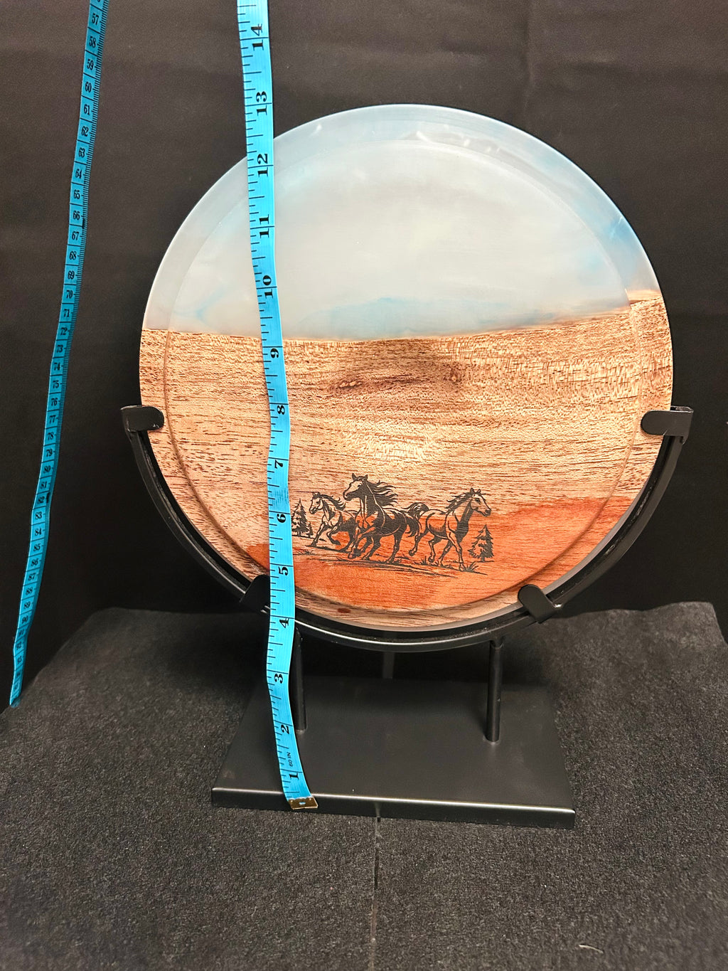 Western Horse Resin & Wood Decorative Mantel Display with Stand