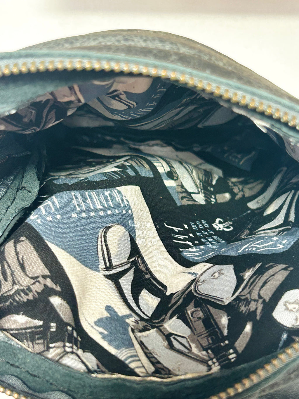 Handcrafted Black Leather Crossbody Bag Star Wars Lining Artisan Purse