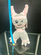 Handmade Crochet Mini Monster Plush Pink and Gray Stuffed Plush Toy