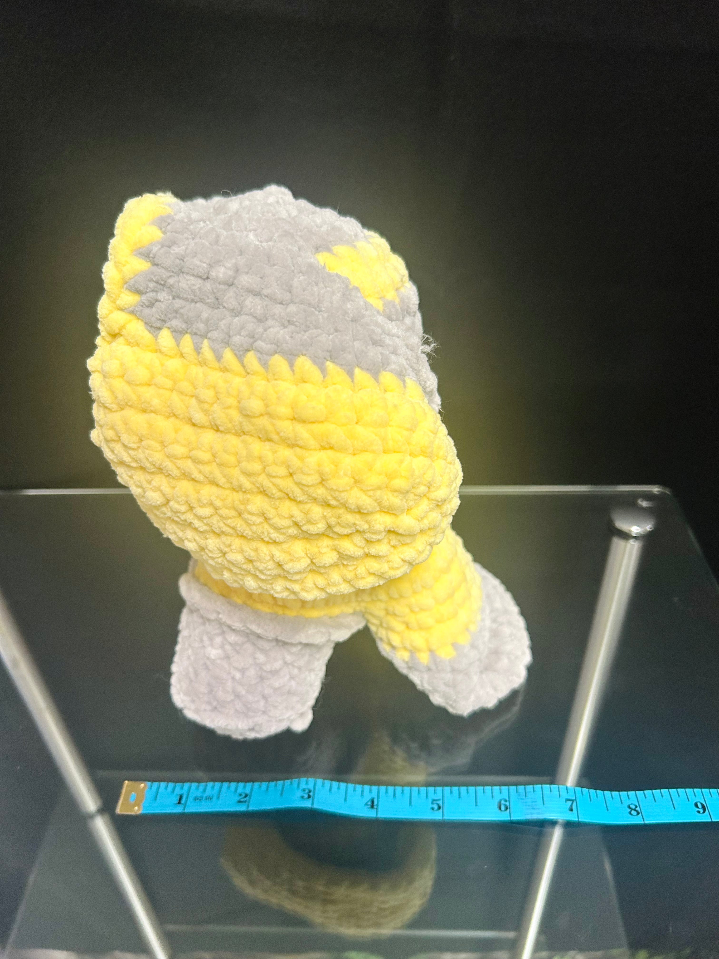 Handmade Crochet Mini Monster Plush Yellow & Gray Stuffed Plush Toy