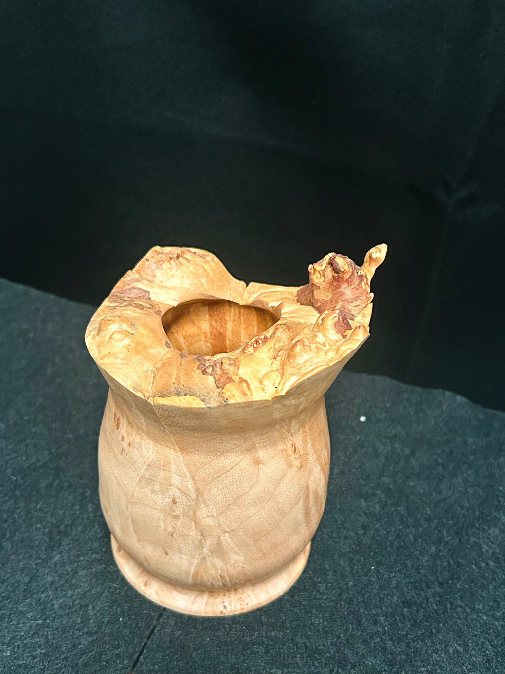 Handcrafted Maple Burl Hollow Form Decorative Wood Vase Live Edge Rustic Home Décor