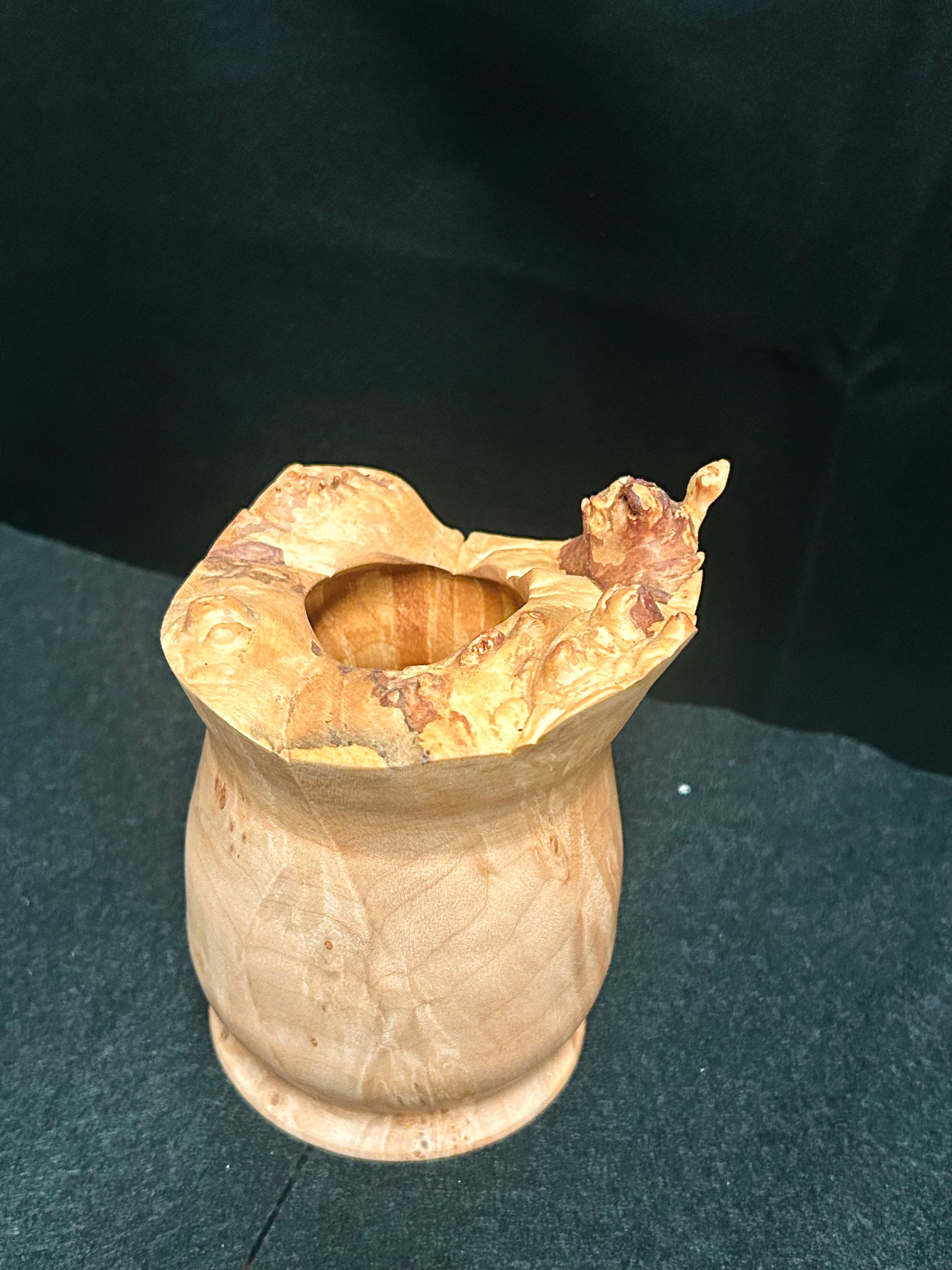 Handcrafted Maple Burl Hollow Form Decorative Wood Vase Live Edge Rustic Home Décor