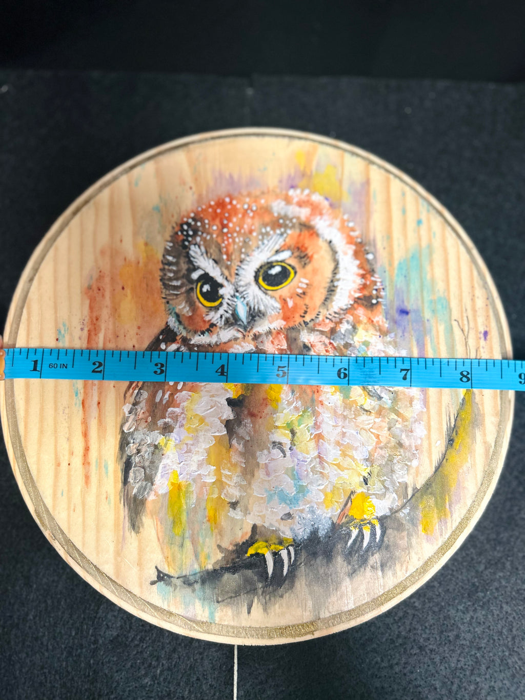 Hand-Painted Owl Wood Slice Wall Art Original Woodland Painting