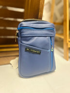 Handcrafted Blue Leather Crossbody Bag Artisan Mini Crossbody Purse