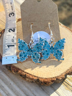Turquoise Blue Filigree Butterfly Dangle Earrings