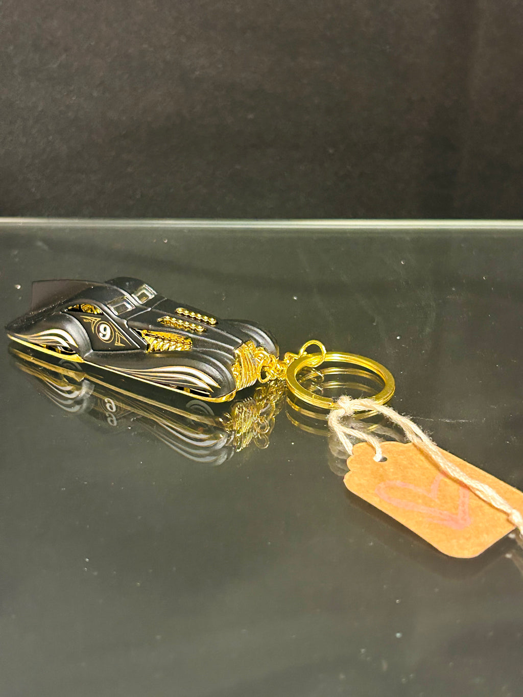 Black Hot Rod Car Keychain