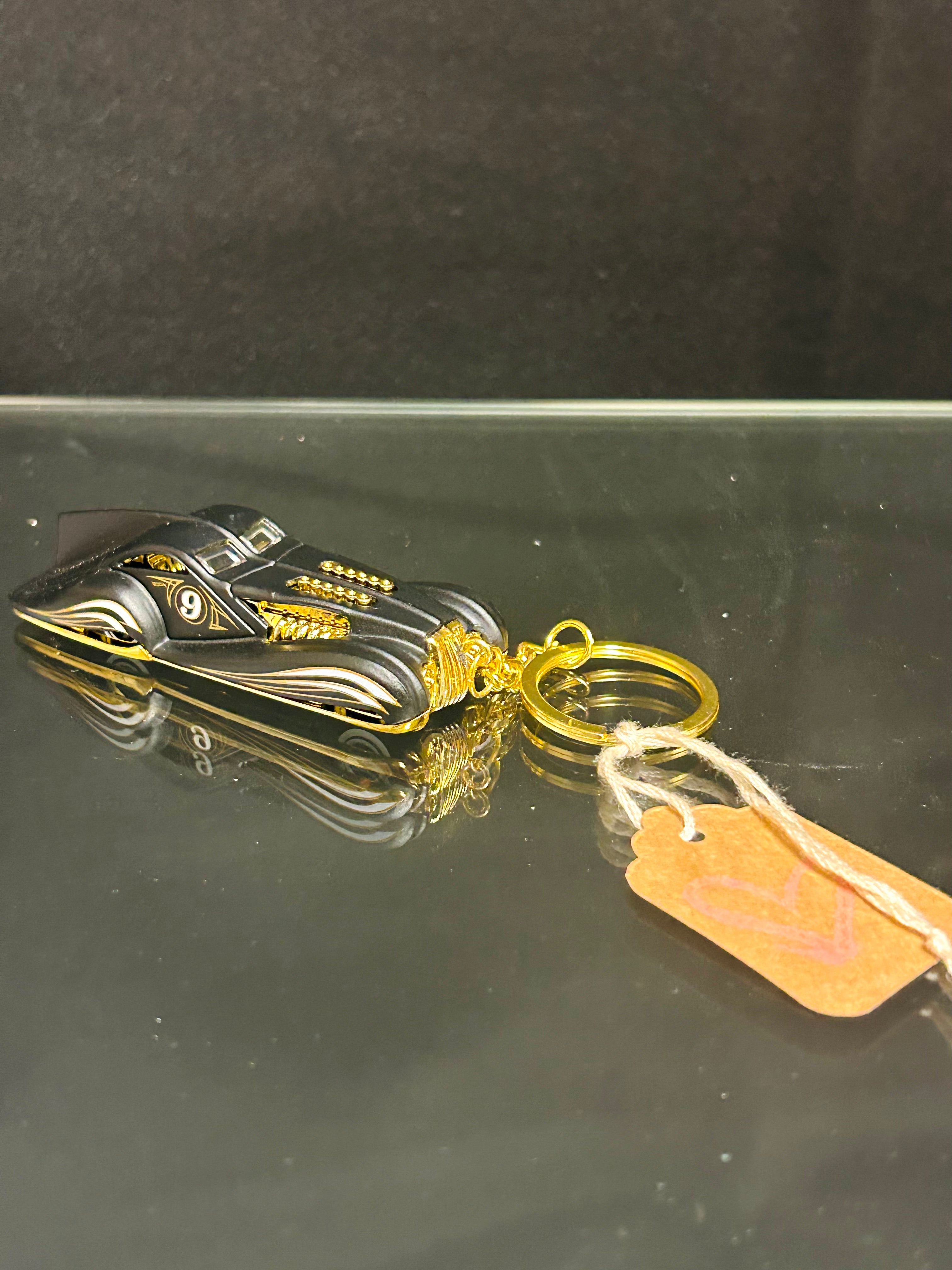 Black Hot Rod Car Keychain