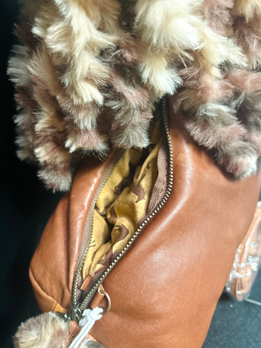 Handcrafted Leather Horse Purse – Brown Pony with Cream & Brown Curly Mane