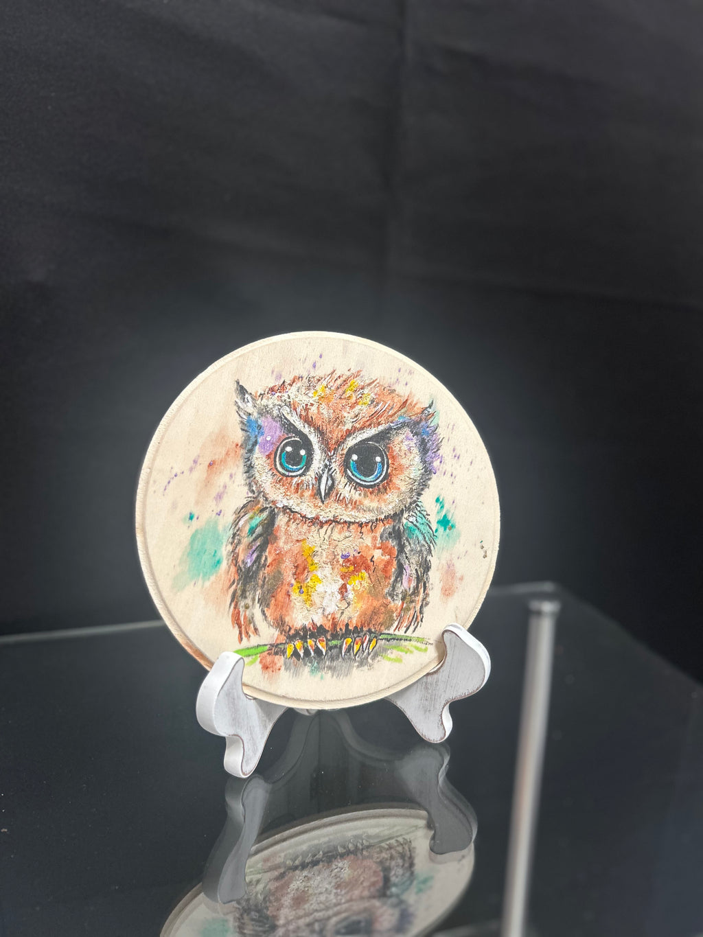 Hand-Painted Owl Wood Wall Art Whimsical Woodland Decor