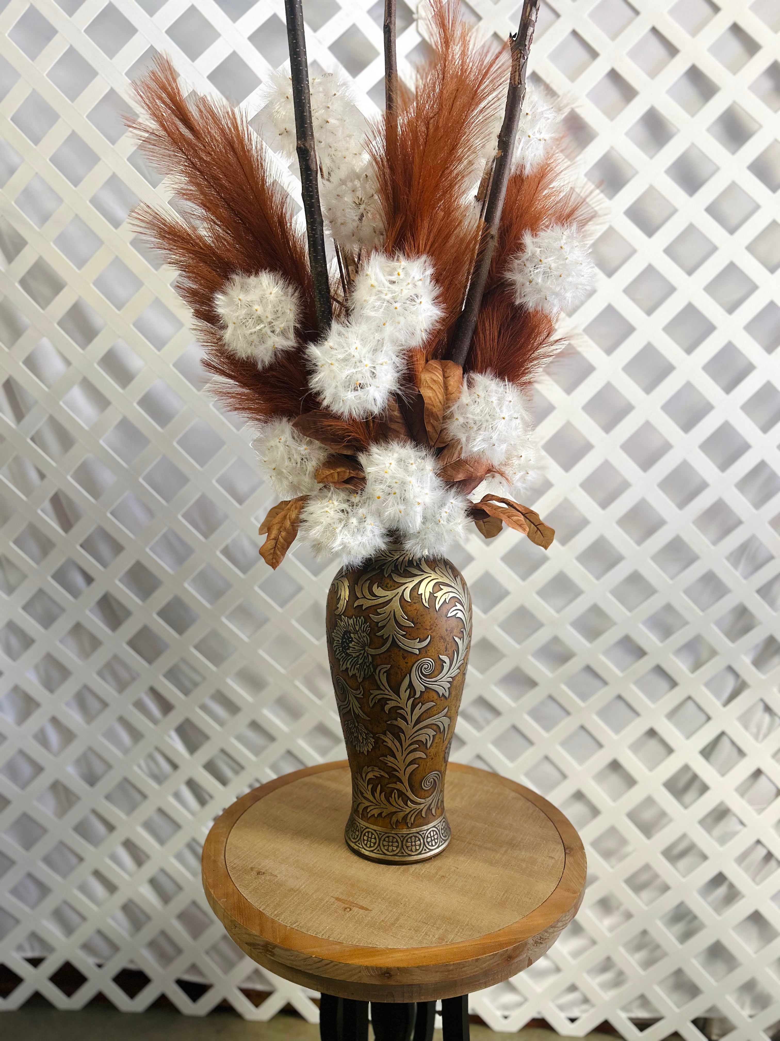 Rustic Woodland Fall Floral Arrangement in Decorative Vase