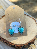 Turquoise Heart Western Floral Dangle Earrings
