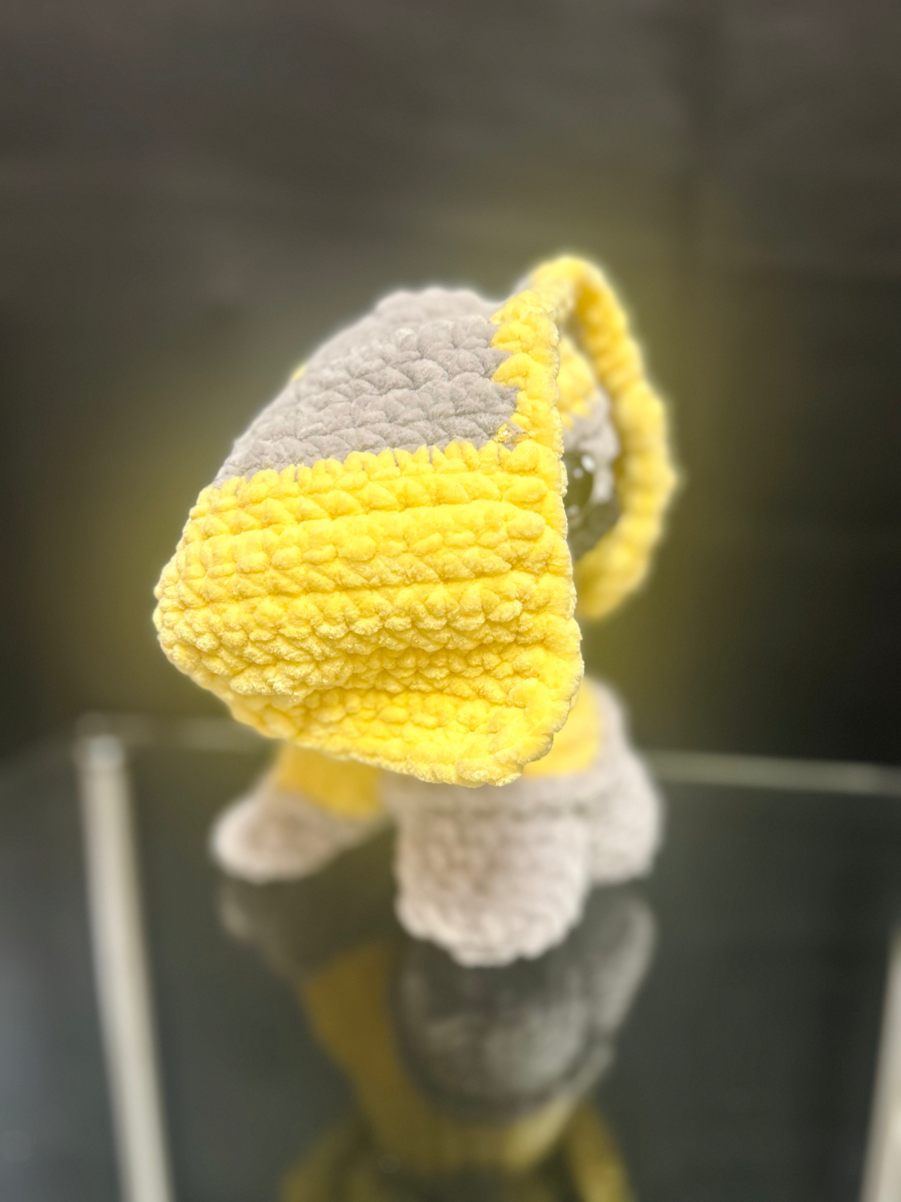 Handmade Crochet Mini Monster Plush Yellow & Gray Stuffed Plush Toy