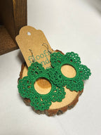 Emerald Green Crochet Floral Hoop Earrings Handmade Boho Lace Earrings