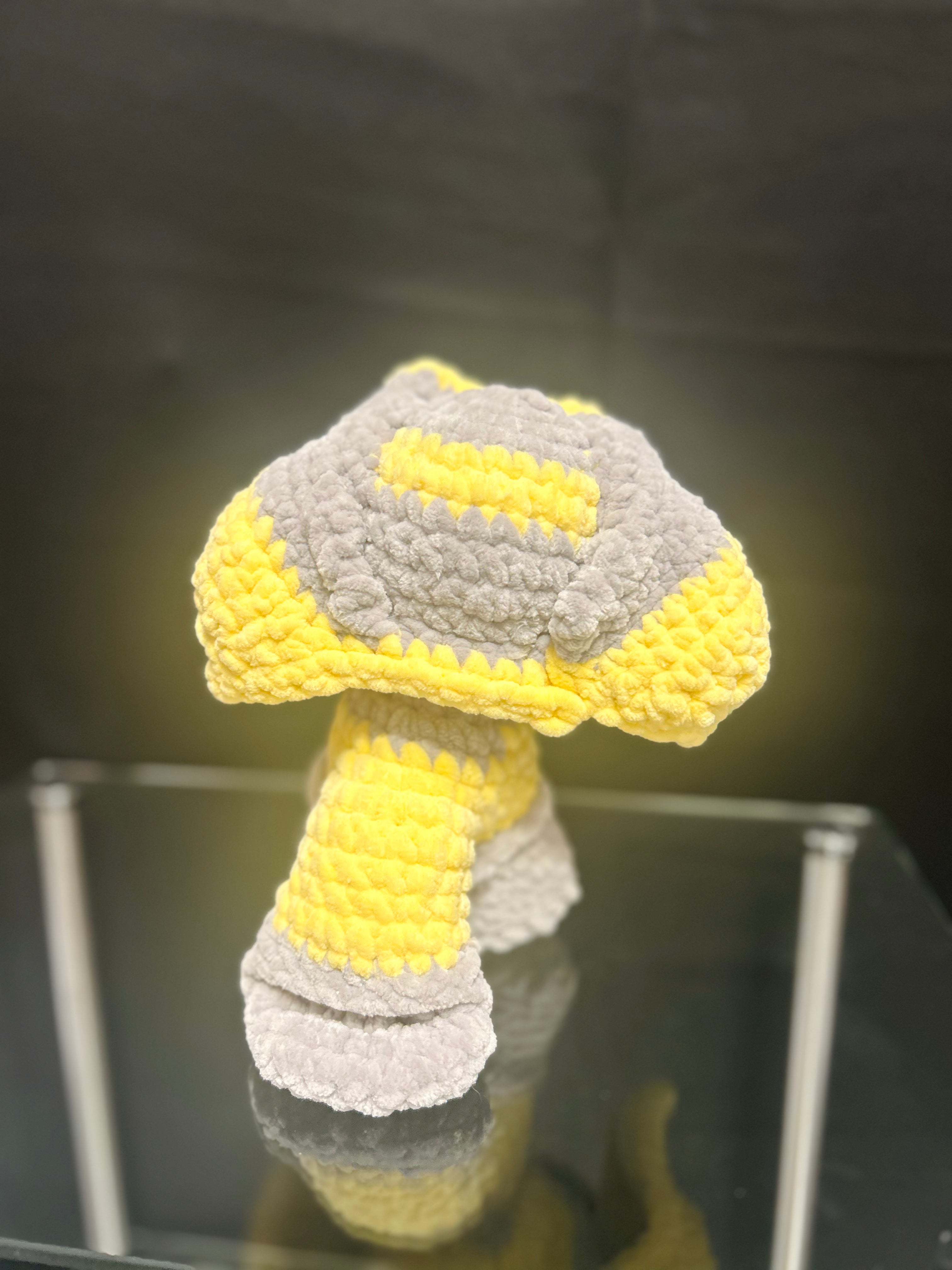 Handmade Crochet Mini Monster Plush Yellow & Gray Stuffed Plush Toy
