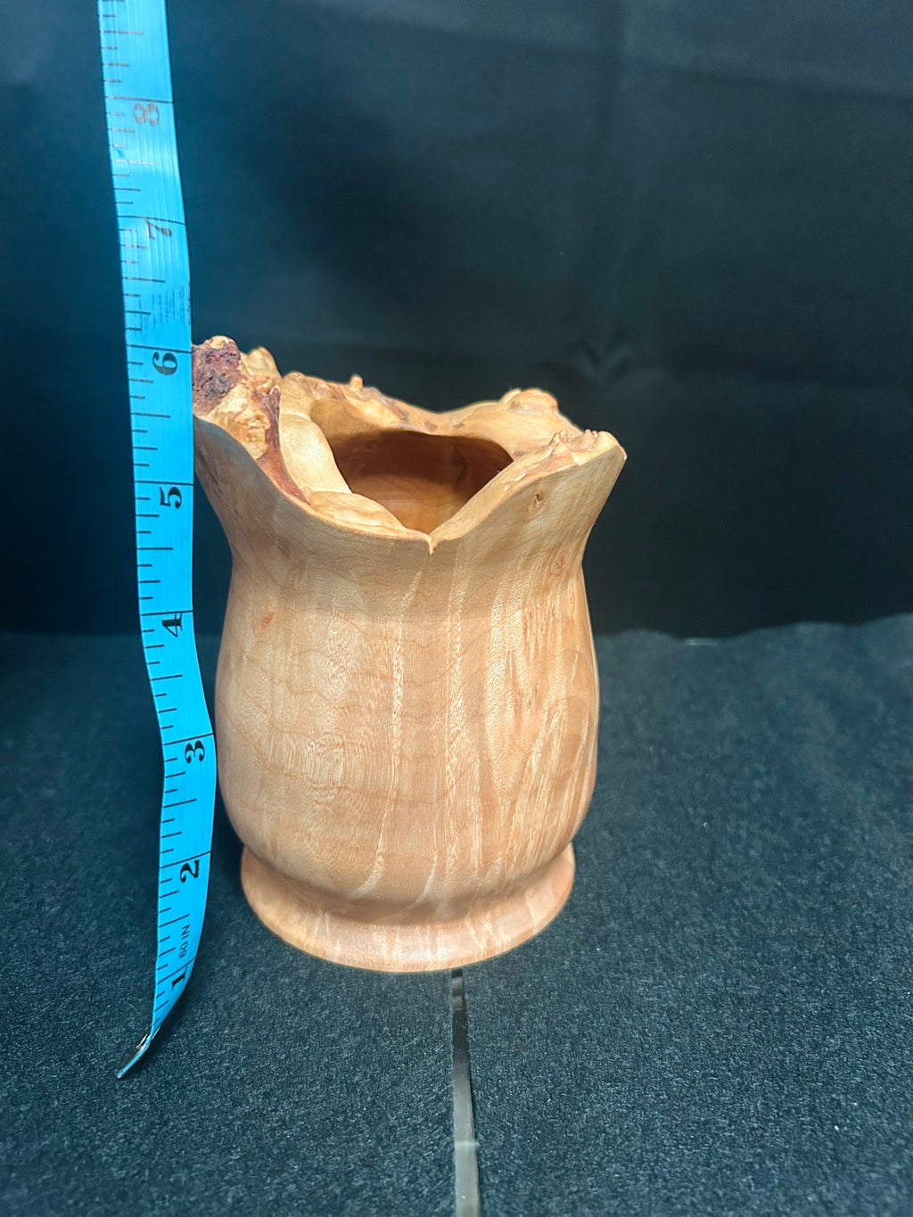 Handcrafted Maple Burl Hollow Form Decorative Wood Vase Live Edge Rustic Home Décor