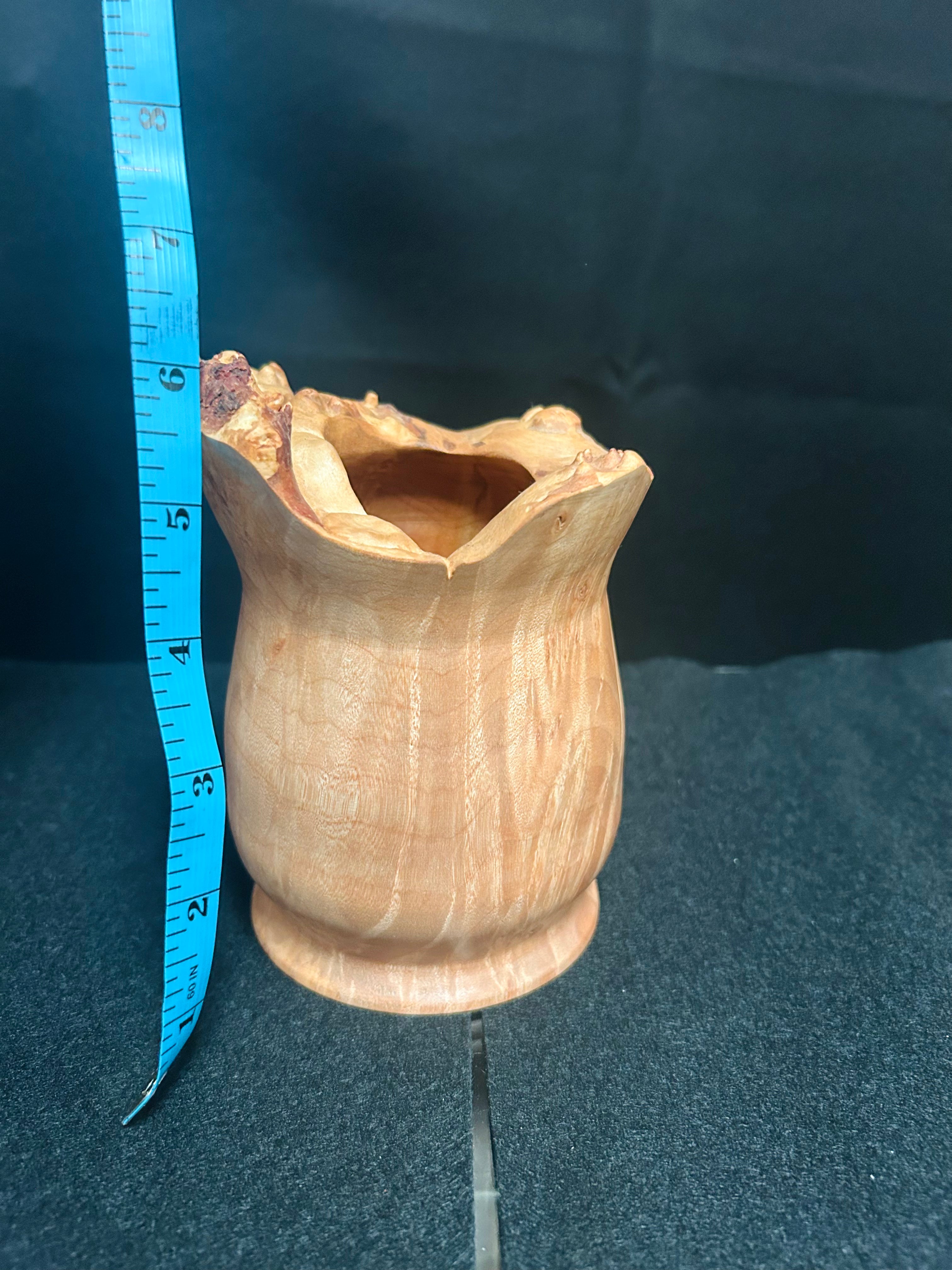 Handcrafted Maple Burl Hollow Form Decorative Wood Vase Live Edge Rustic Home Décor