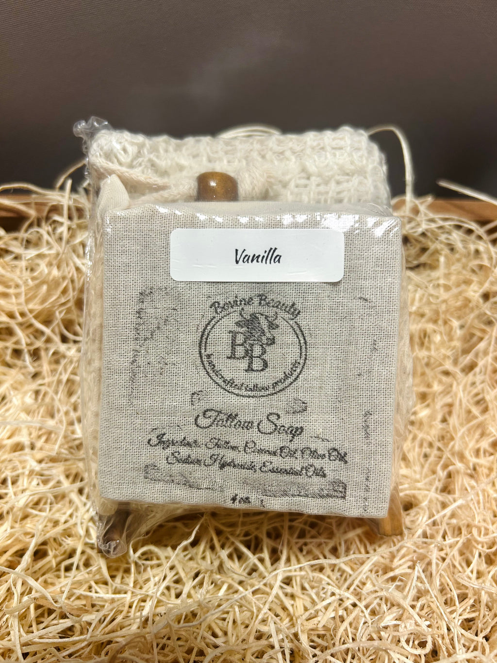 Vanilla Tallow Soap Gift Set with Exfoliating Soap Saver Bag