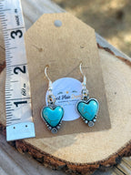 Turquoise Heart Western Floral Dangle Earrings