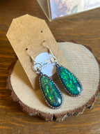 Iridescent Emerald Green Teardrop Dangle Earrings