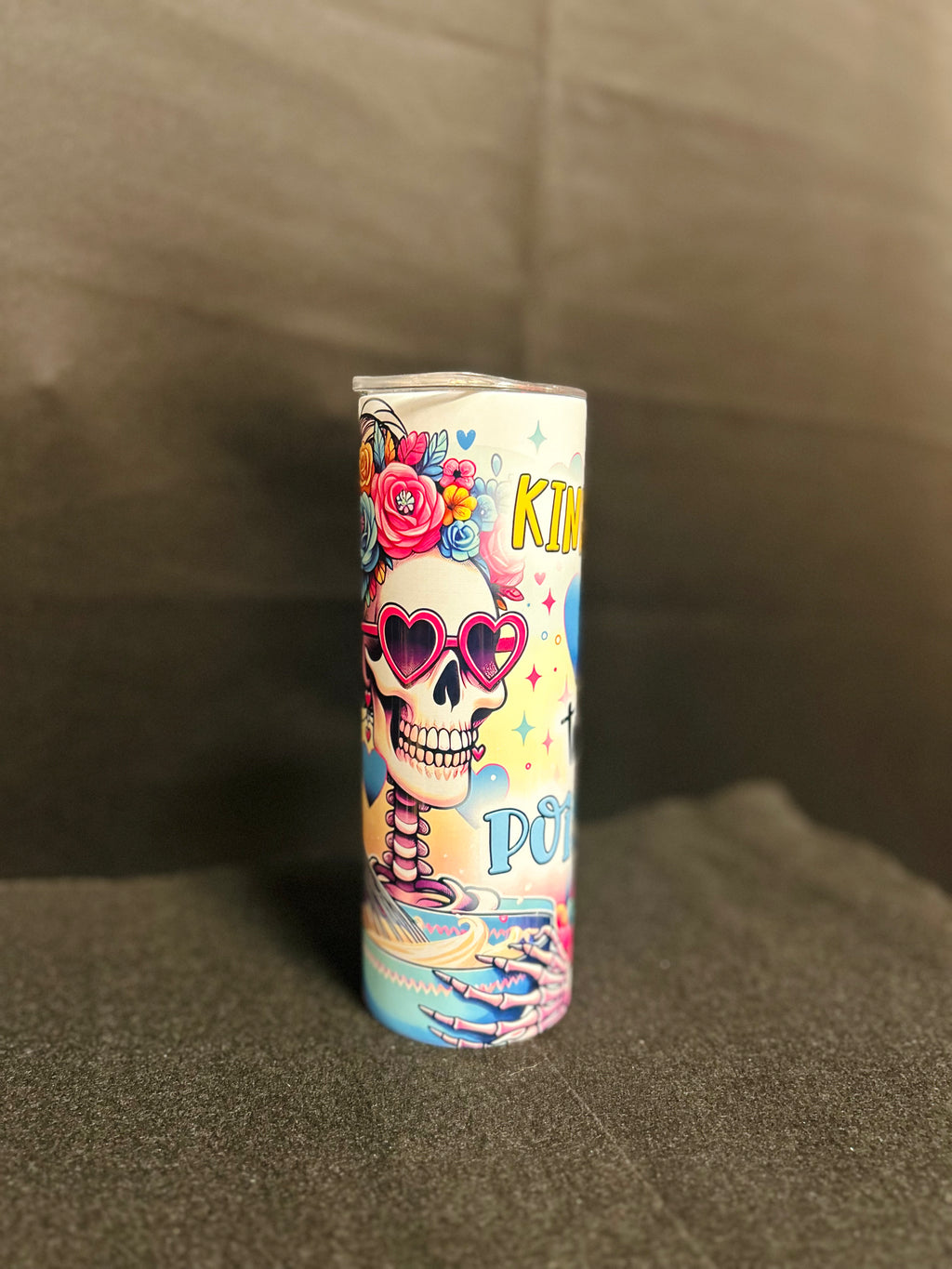 Kindness Before Poison Stainless Steel Tumbler | Floral Skeleton