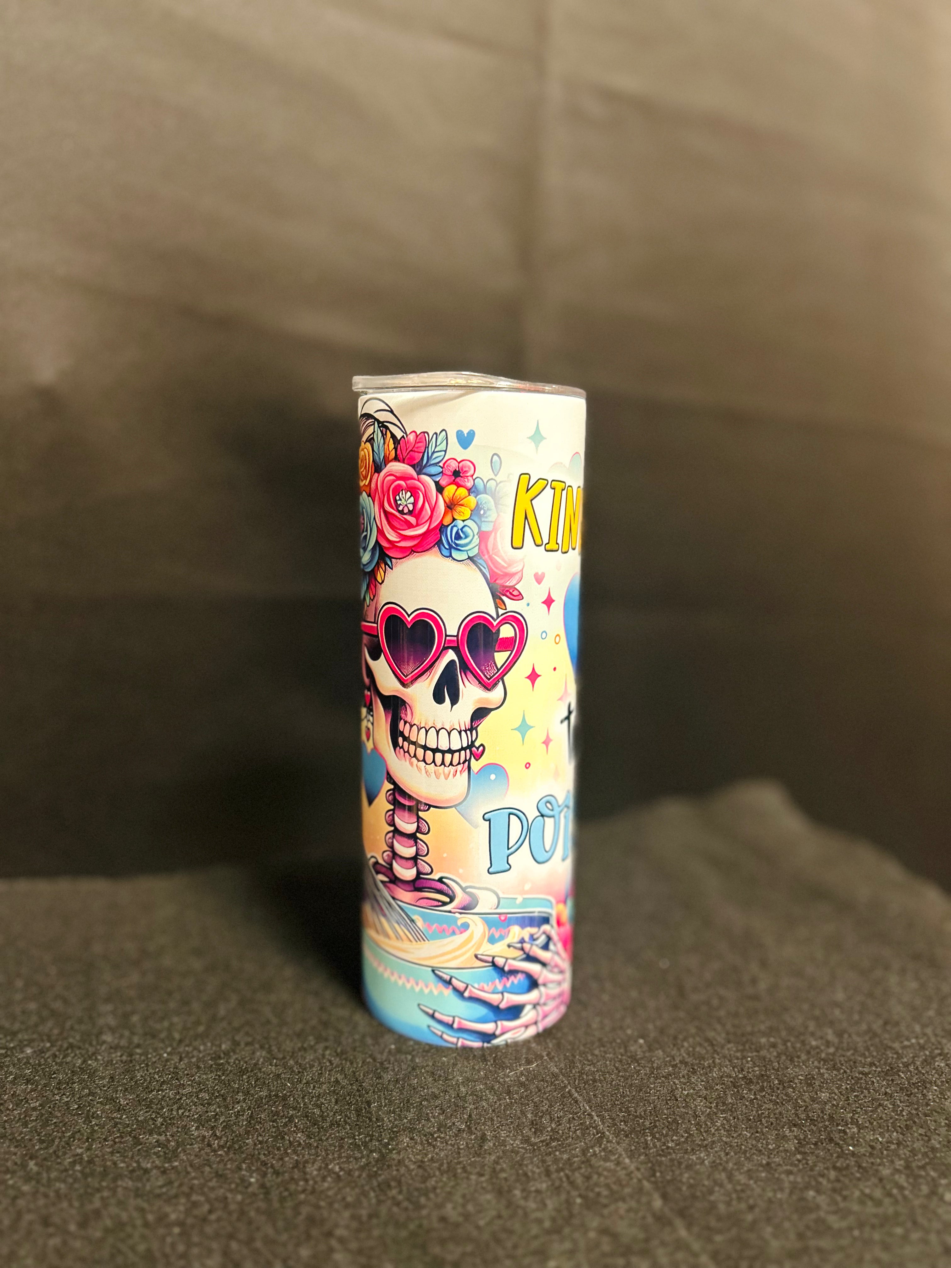 Kindness Before Poison Stainless Steel Tumbler | Floral Skeleton