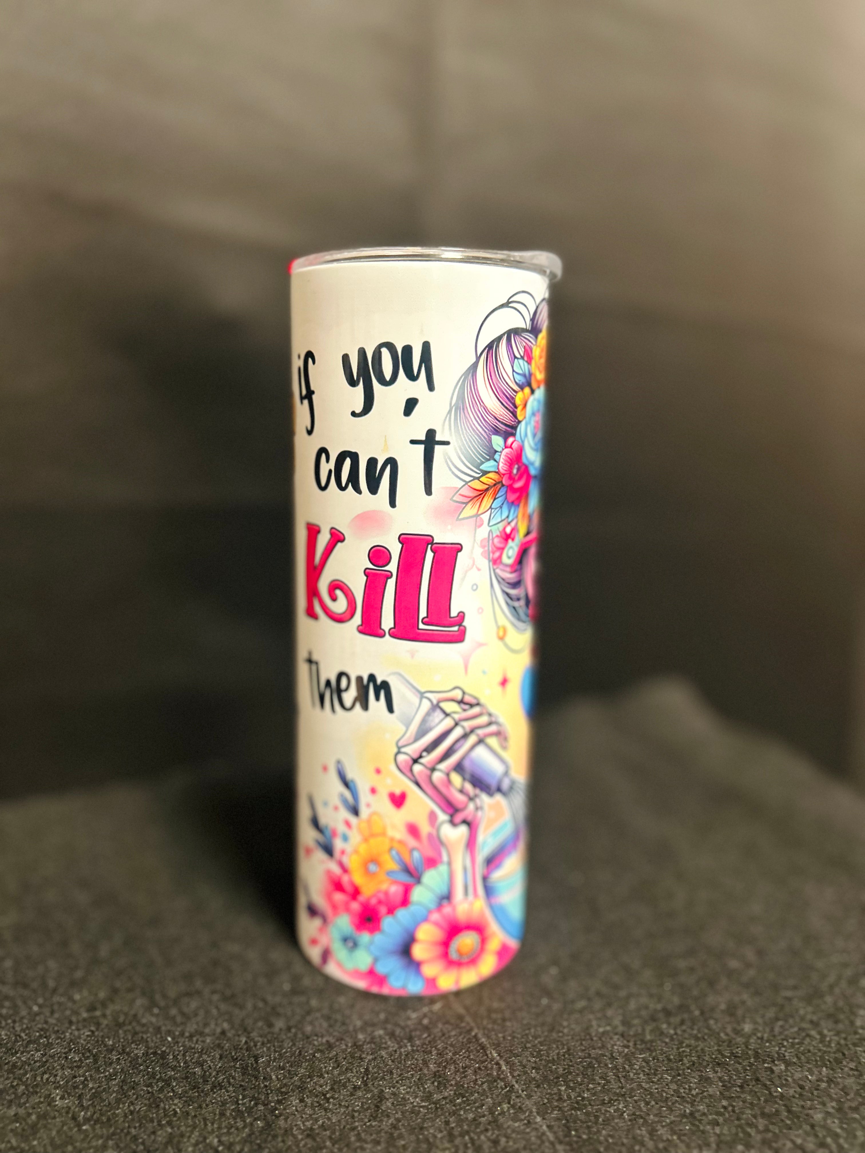 Kindness Before Poison Stainless Steel Tumbler | Floral Skeleton