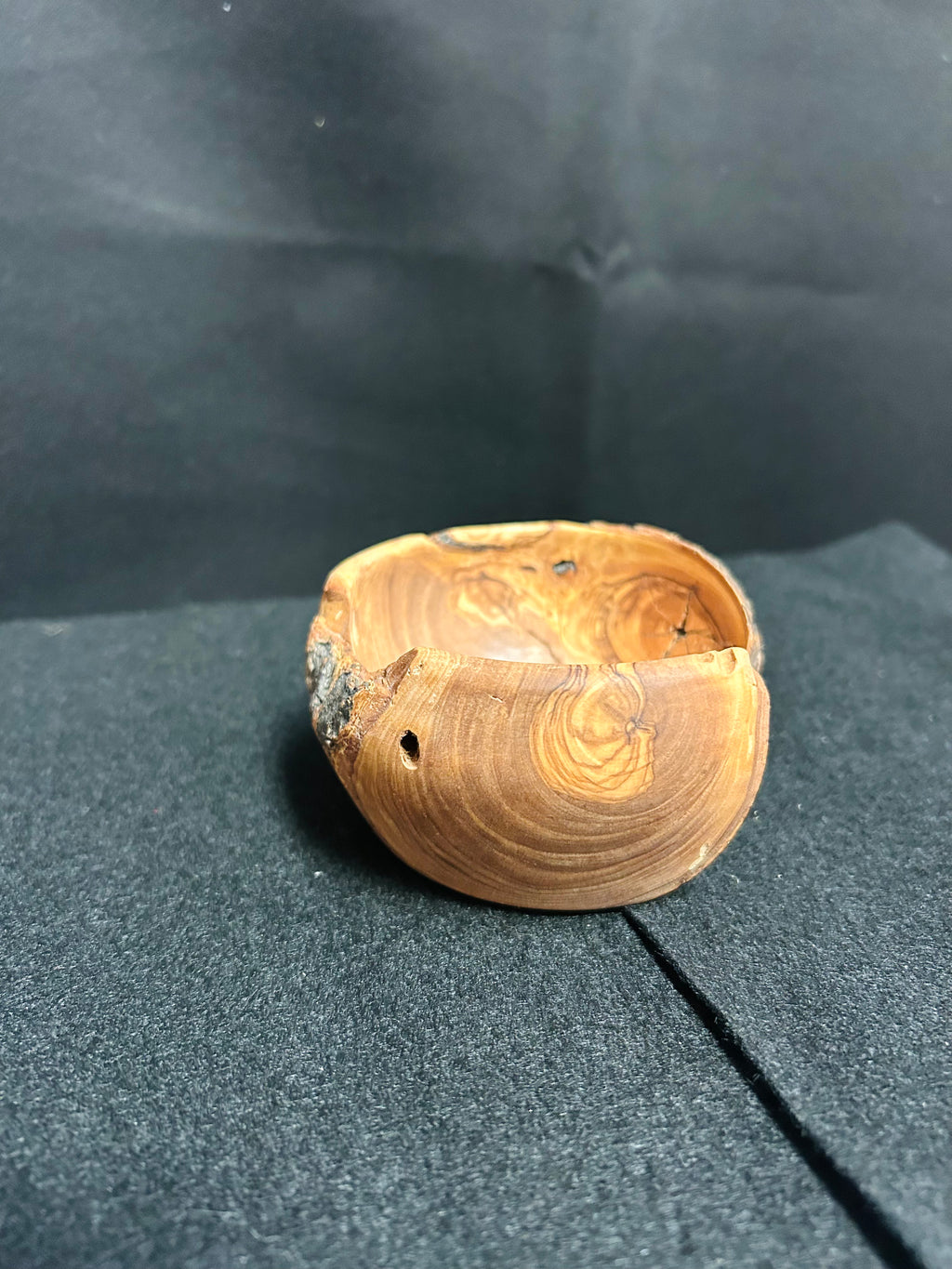 Handcrafted Olive Wood Bark Edge Trinket Bowl Rustic Natural Wood Catchall